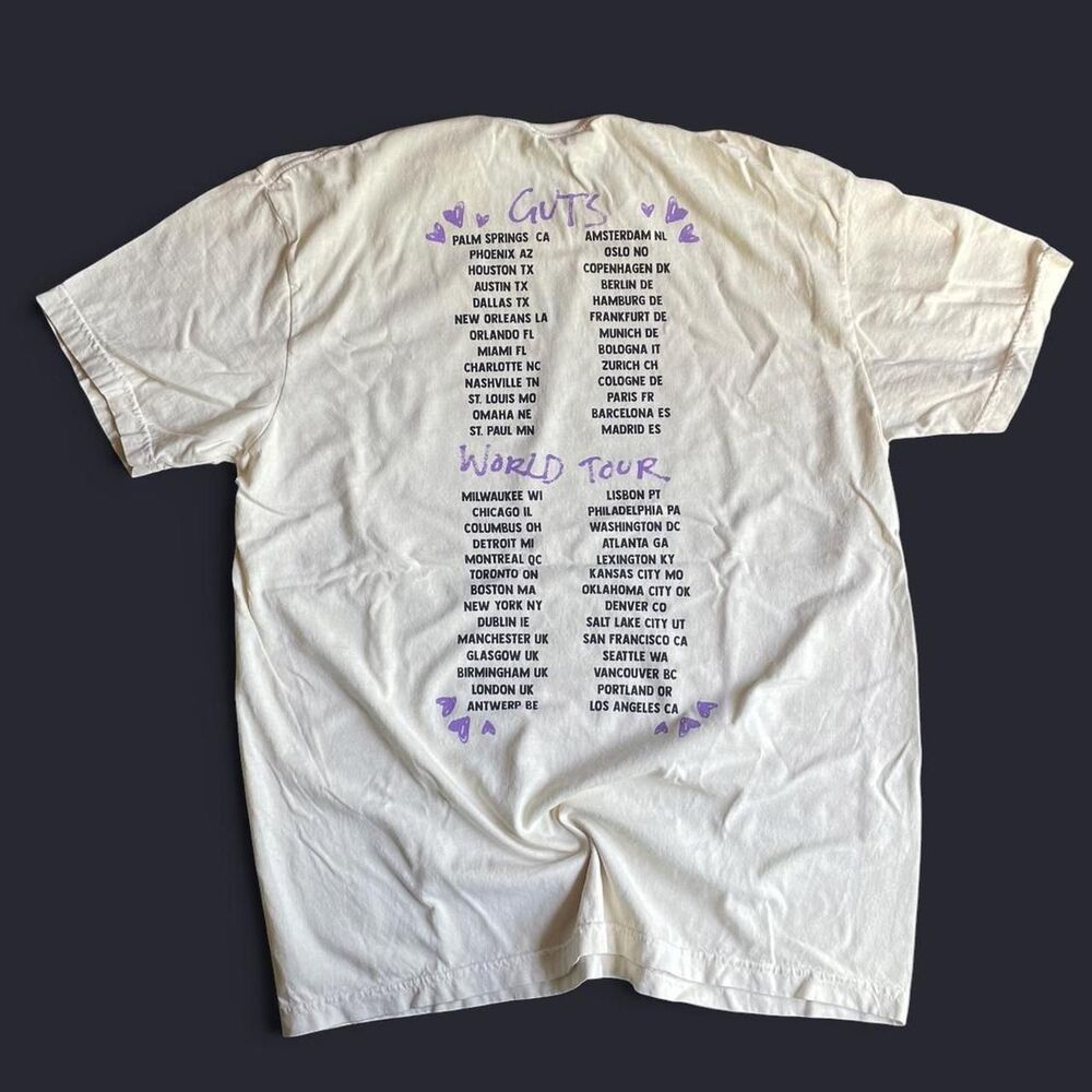 Olivia Rodrigo Guts World Tour T Shirt Mens Large